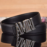 Amiri Belt Black linen leather texture